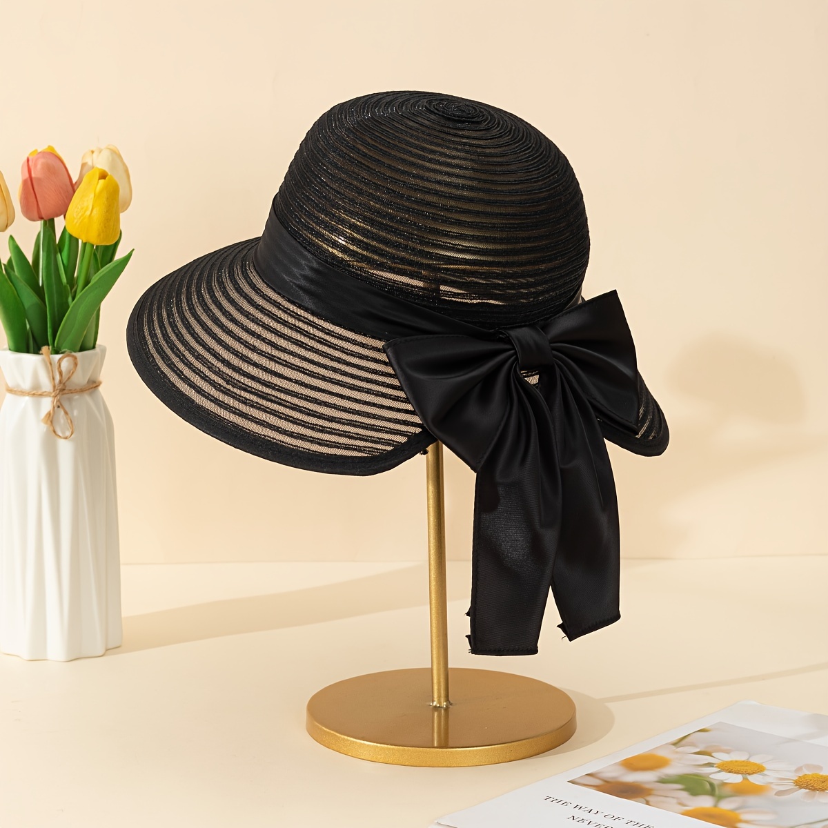 Organza Bow Fashion Elegant Top Hat For Women Japanese - Temu Canada