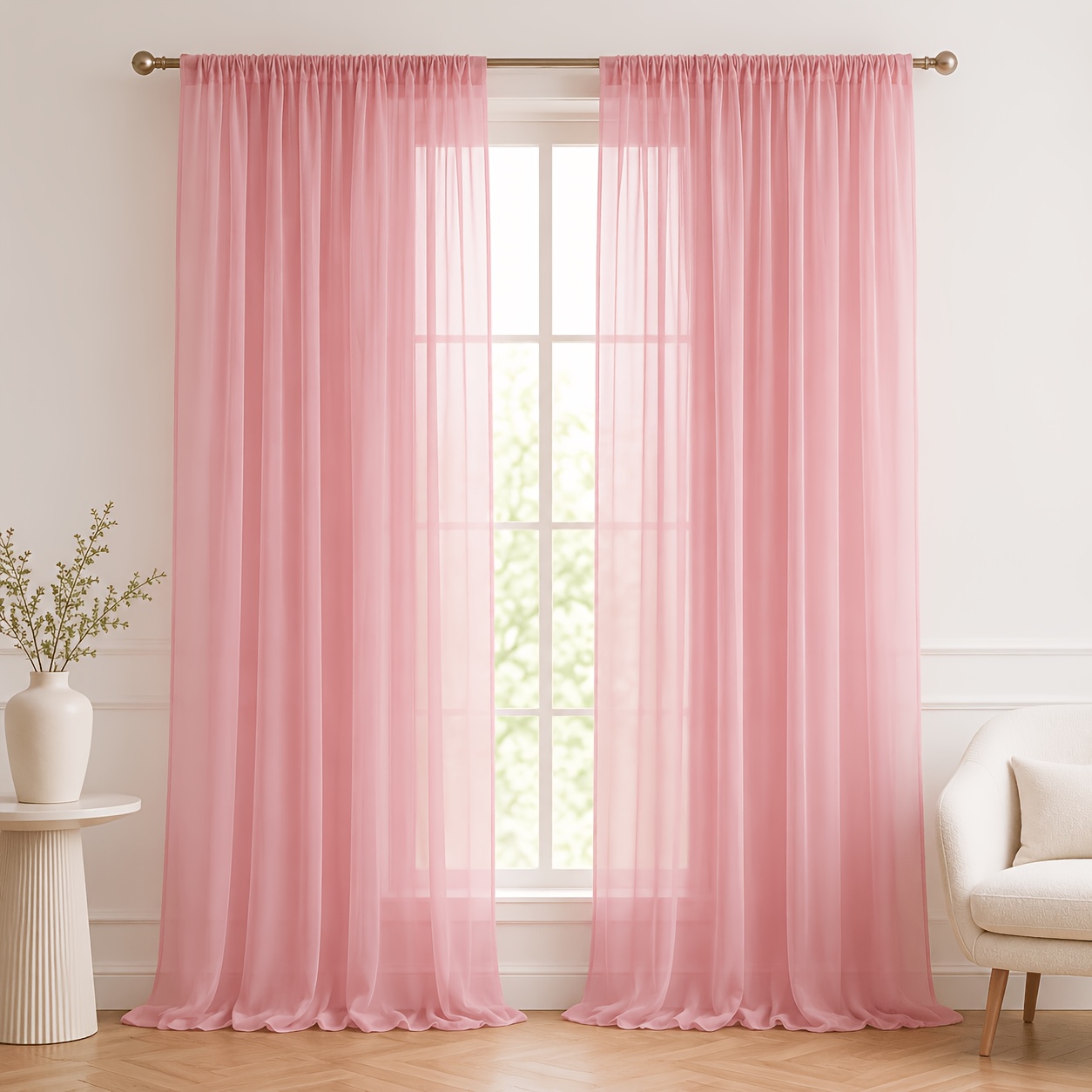 TEMU 2pcs Set Of Purple Diamond Chiffon Curtains, Perforated Hanging Rings Translucent Sheer Drapes, Soft Light Transparent Curtains, Suitable For
