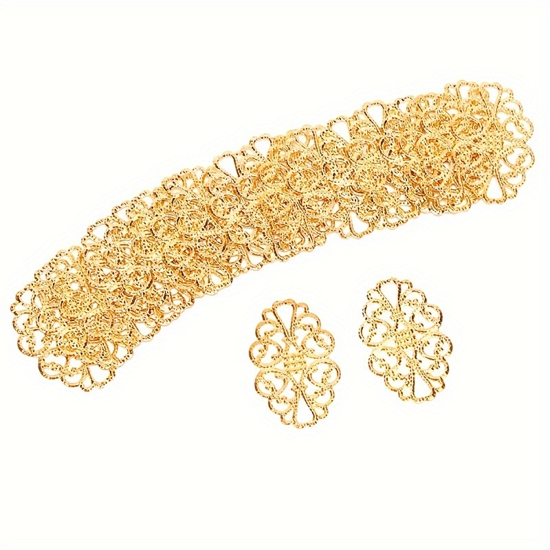 

20pcs Elegant Golden-tone Flower Wraps - 1.26" X 0.79" Metal Connectors For Diy Crafts & Jewelry Making, Style Decorative Pieces, Pendants For Jewelry Making