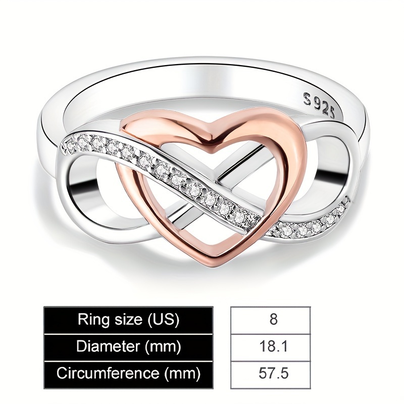 TEMU Original 925 Sterling Silver High Quality Women Rings Rose Eternal Symbols Sparkling Zirconia Ring Sets Elegant Jewelry Gifts