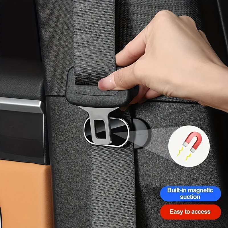 

1pc Car Seatbelt Magnetic Holder, Anti-wear With Adhesive, Adjustable Grip Clamp For Vehicle Interior Safety, Abs Material, Suitable For Car Models