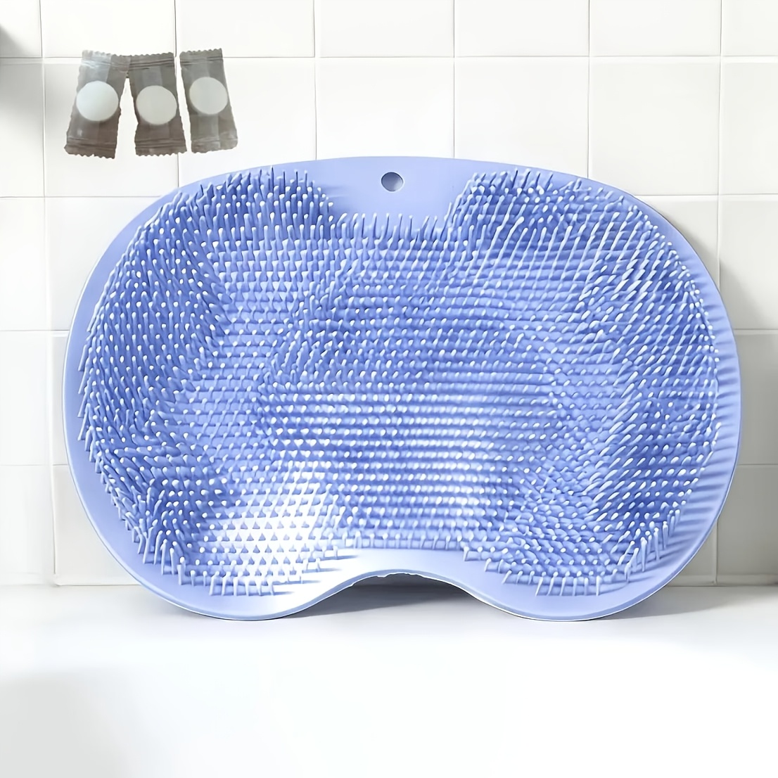 Image of 1pc Wall-mounted Suction Cup And 3pcs Disposable Face Towels - Suitable For Shower, Bathroom, Exfoliation, Removal - Comfortable Touch - Relax Body, Fatigue - Bathroom Body Brush - Bathing Tools