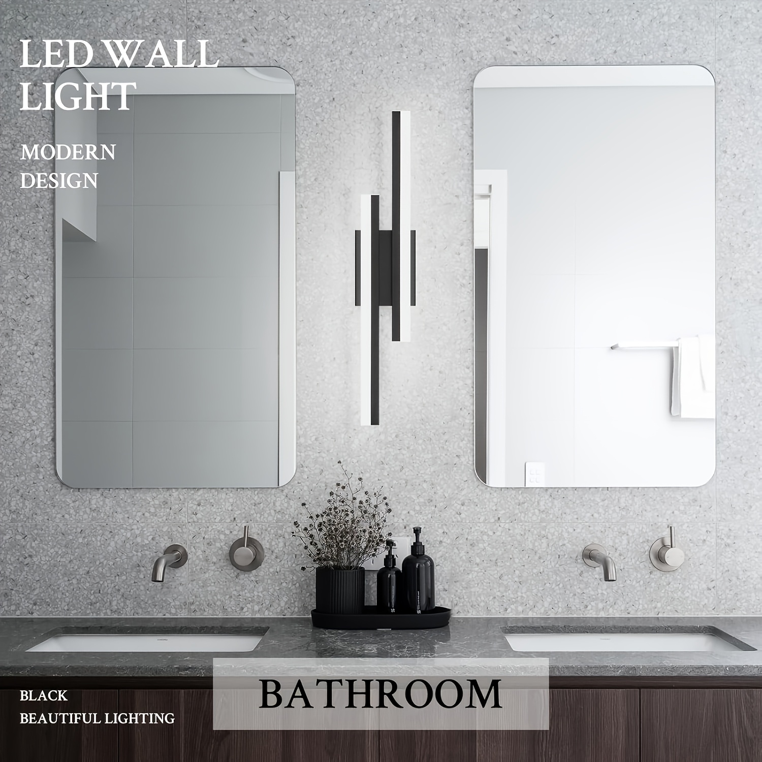 Modern Black/Golden Wall Sconce, Warm Light LED Vanity Lamp, Suitable for Bedside, Bedroom, Bathroom, Dining Room, Living Room, Indoor Wall Light