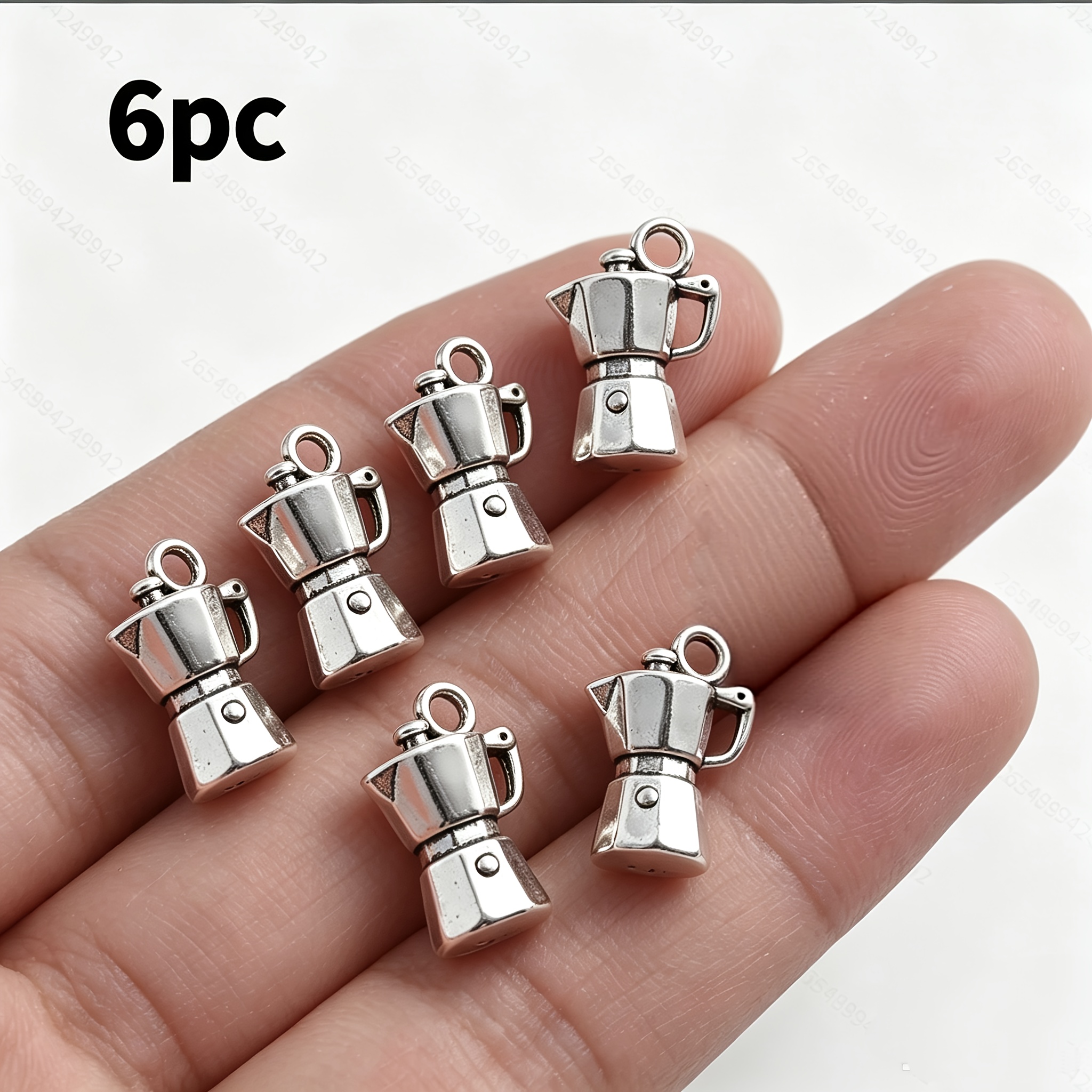TEMU 6pcs Vintage Silvery Pot-shaped Metal Charms| Crafting Additions With Detailed Texture And Antiqued End, Ideal For Bracelets, Necklaces,
