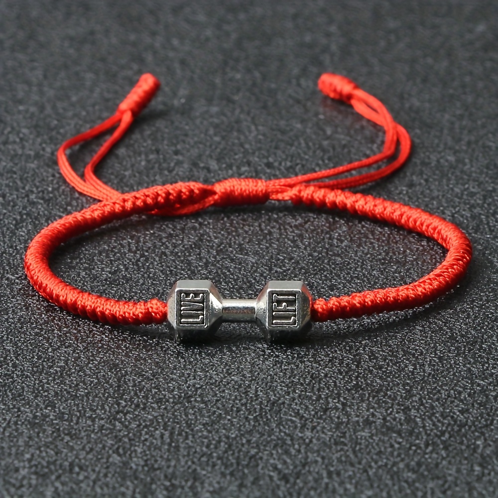 

Alloy Dumbbell Women's Bracelet Charms Barbell Nylon Thread Braided Couple Bracelet Gym Jewelry