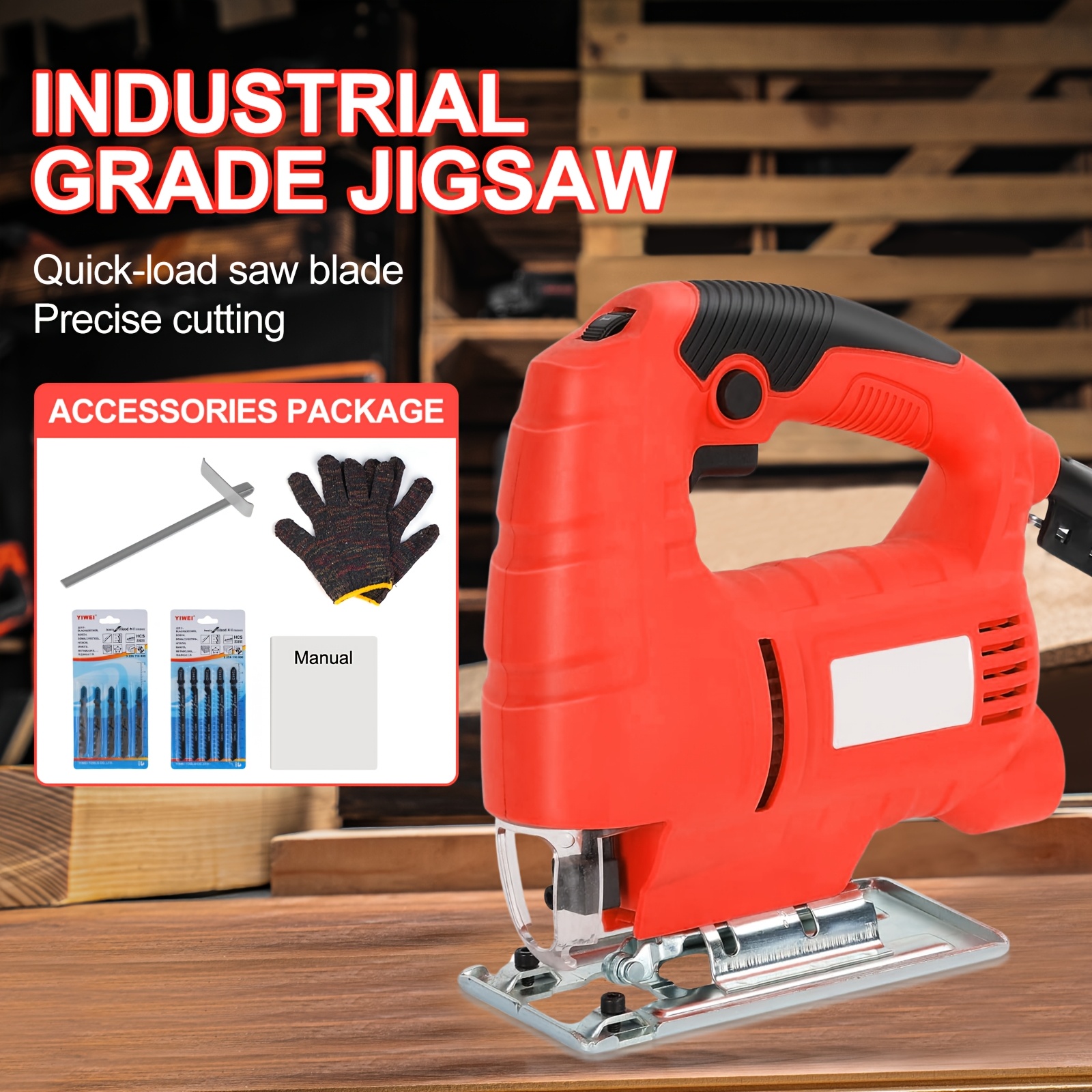 

Heavy-duty Corded Electric Jigsaw Kit - Quick-, Precision Cutting For Wood, Metal, Plastic | 10 Blades, 45° , Nylon Body, 110v/220v | Ideal For Diy & Professional Use, Woodworking Jigs