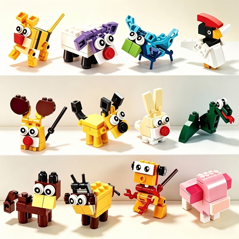 Image of 12-in-1 Set Building Block Puzzle Toy, 12 Chinese Zodiac Interlocking Assembly Game, Suitable For Gatherings And Holiday Gifts