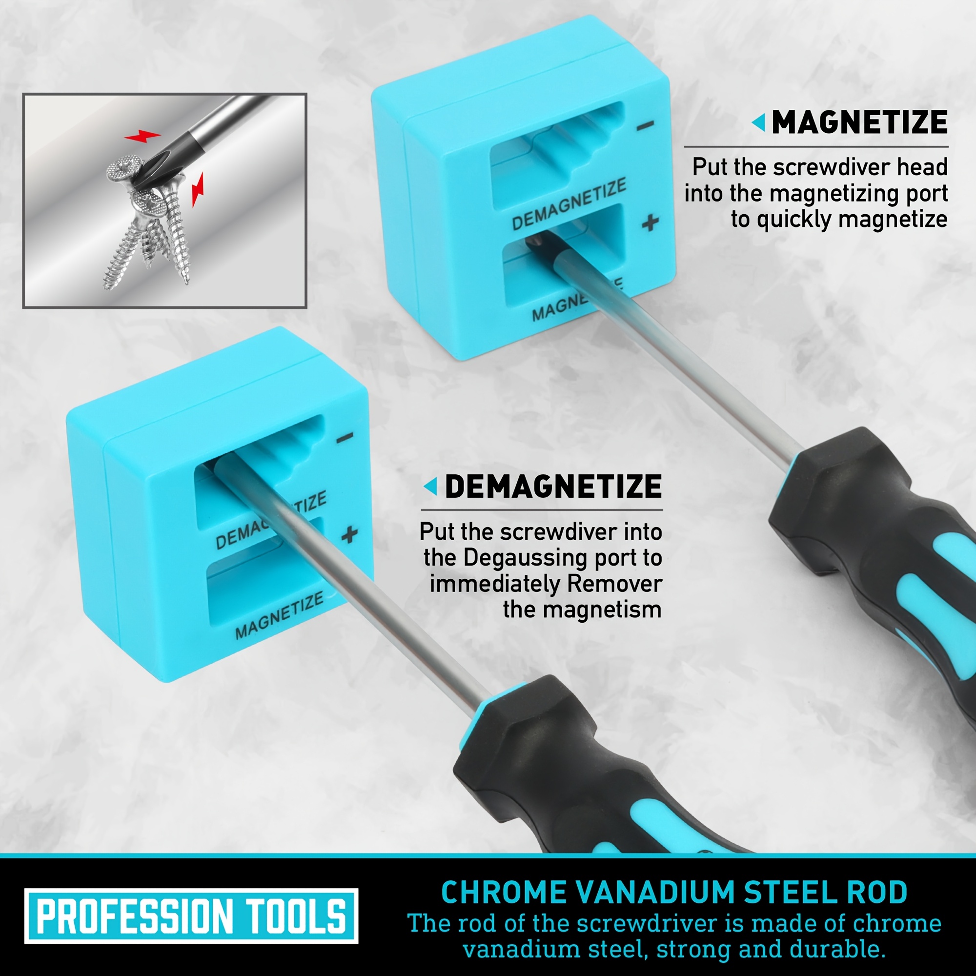 A 43pcs Magnetic Screwdriver Set, Including Slotted, Phillips, Hex, Star, And Precision Screwdrivers, Along with a Demagnetizing Tool (Blue).