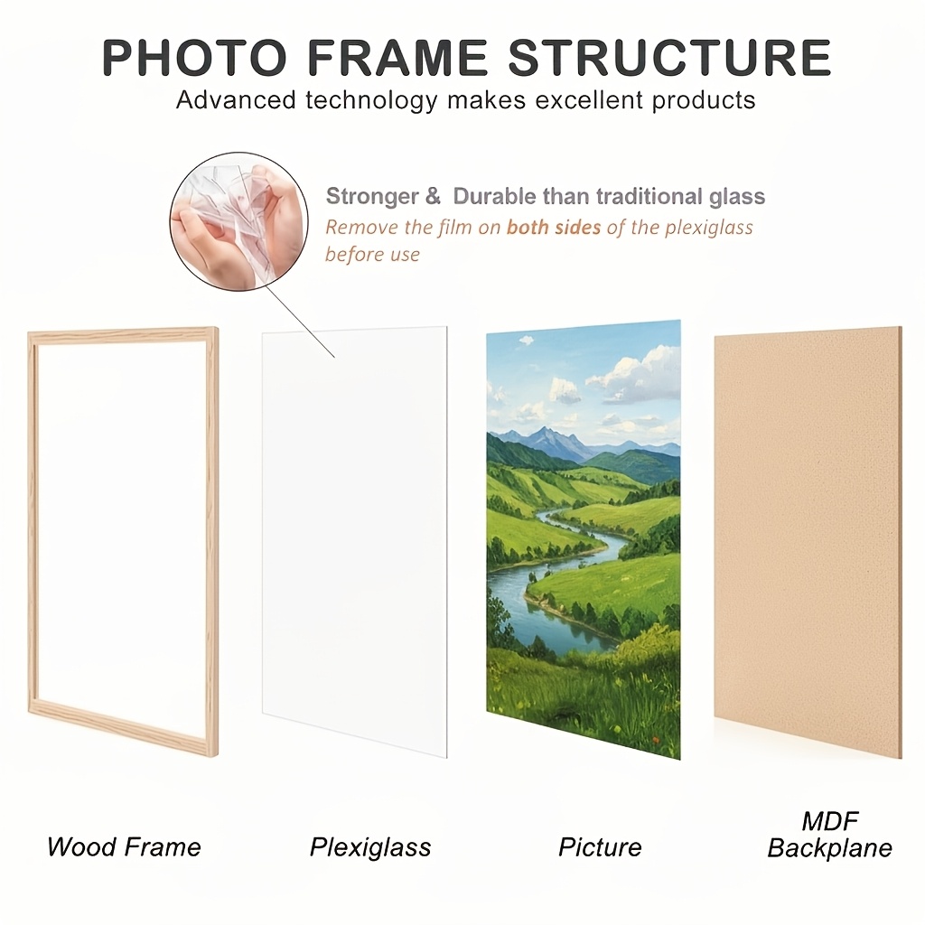 2pcs Photo Frame, A3/A4/30 X 40Cm, Wooden Frame, Photo Wall Set, Table Decoration, Delicate Texture, Living Room/Office/Bedroom Decoration, Poster Frame, File Frame, Minimalist Style, Versatile Decoration, Suitable for Wall And Desktop