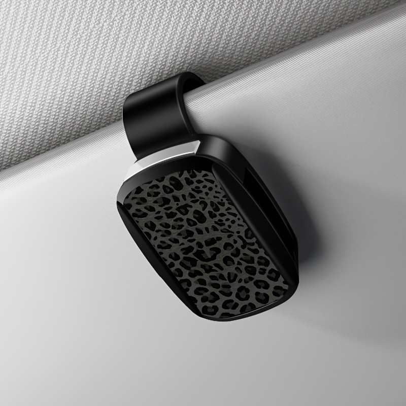 Leopard Print Pattern Decoration Exudes , A Black Car Visor Clip Suitable For Multiple Car Models - , Styles: Square Or Oval. Made Of Abs Material, For - A High-end Sun