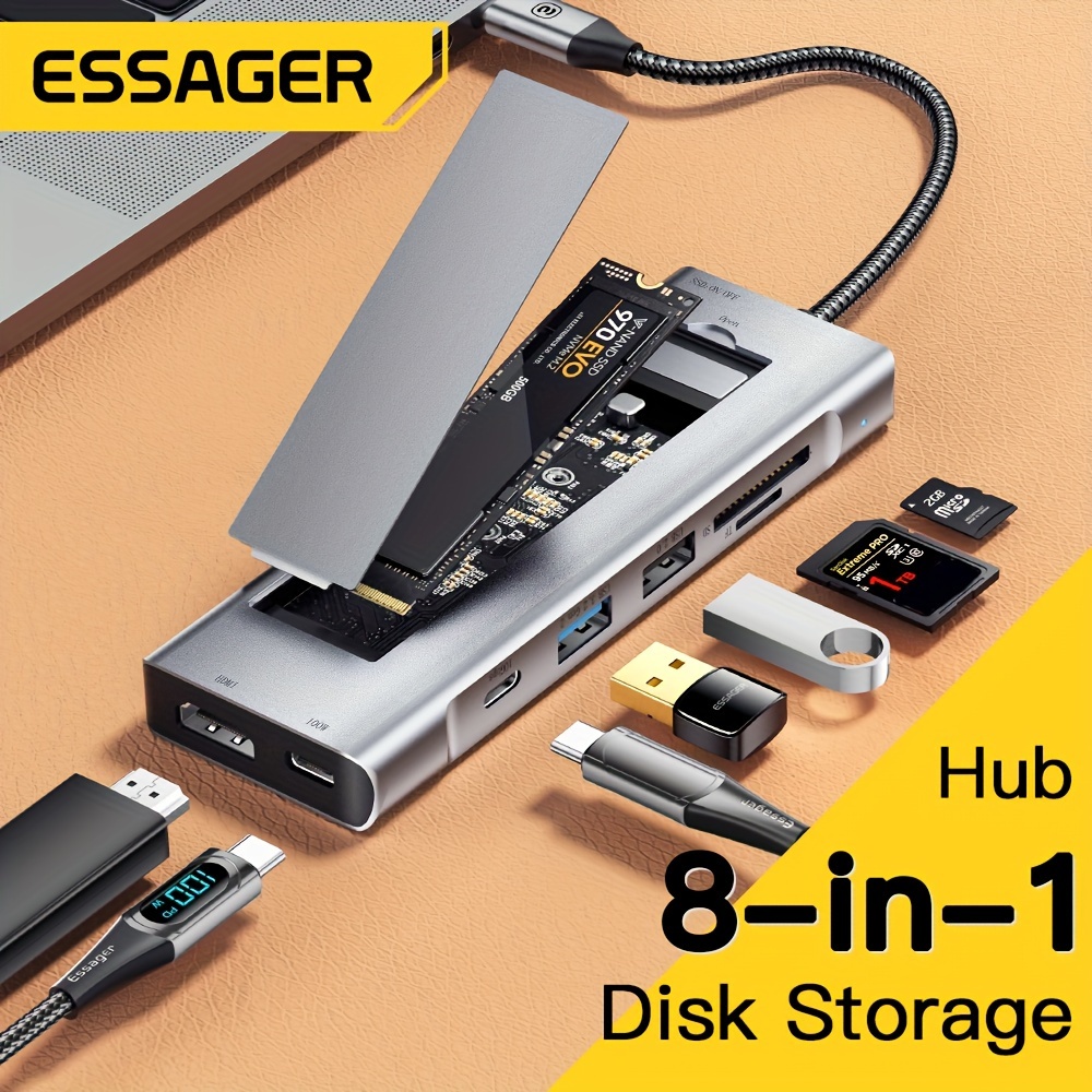 6 in 1 M.2 SSD HUB USB C Dock Station with Disk Storage Function USB 3.0  Type C to HDMI-Compatible Laptop For Macbook Laptop Pc