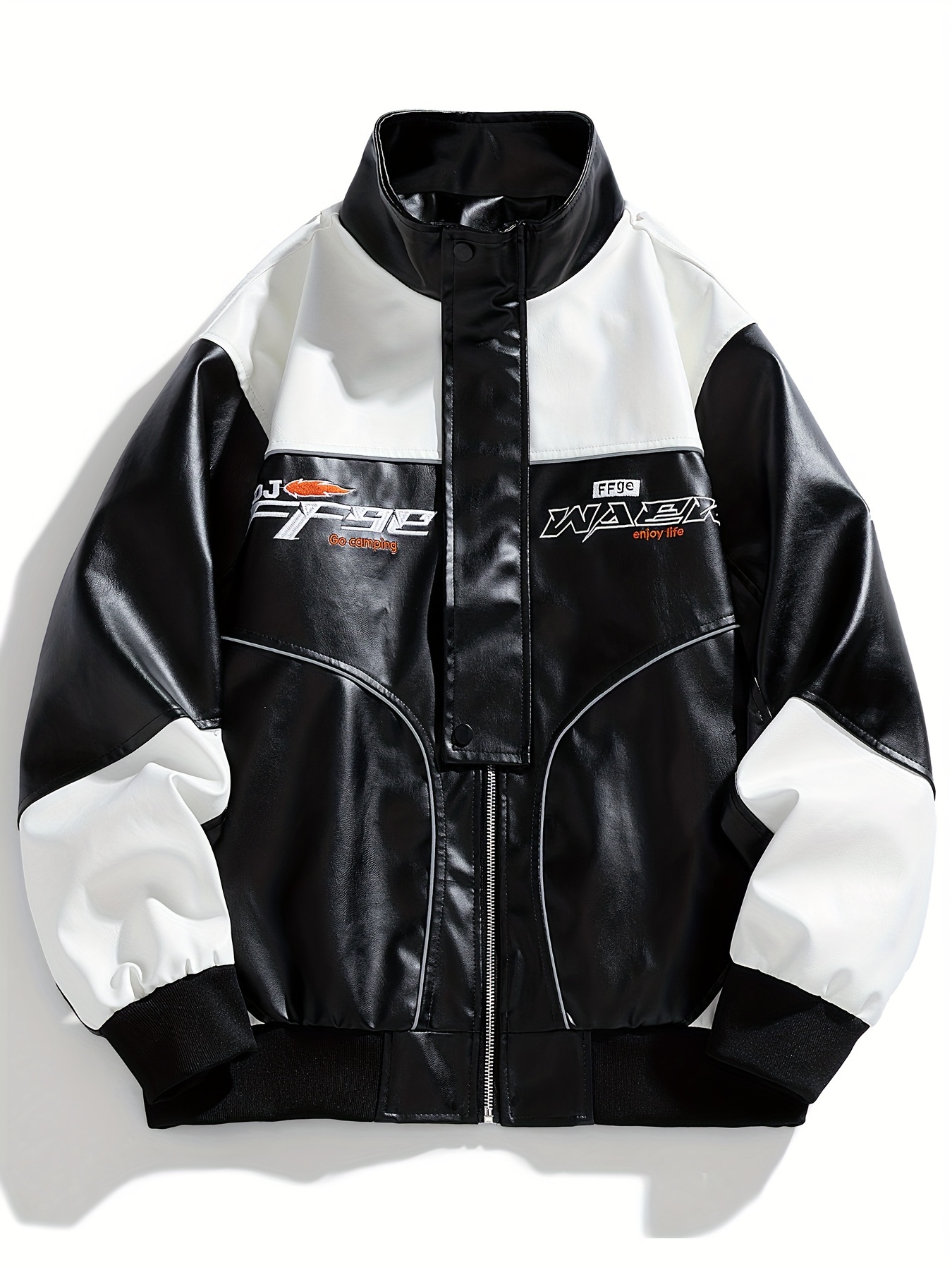 Men's Trendy Motorcycle Faux Leather Jacket Streetwear Hip Temu