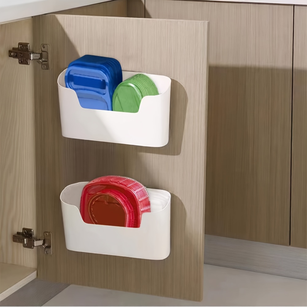 

2pcs Under Sink Organizer - Wall-mounted, Adhesive Storage Rack For Kitchen & Bathroom Cabinets - Multifunctional Drawer Shelf With Space-saving Design