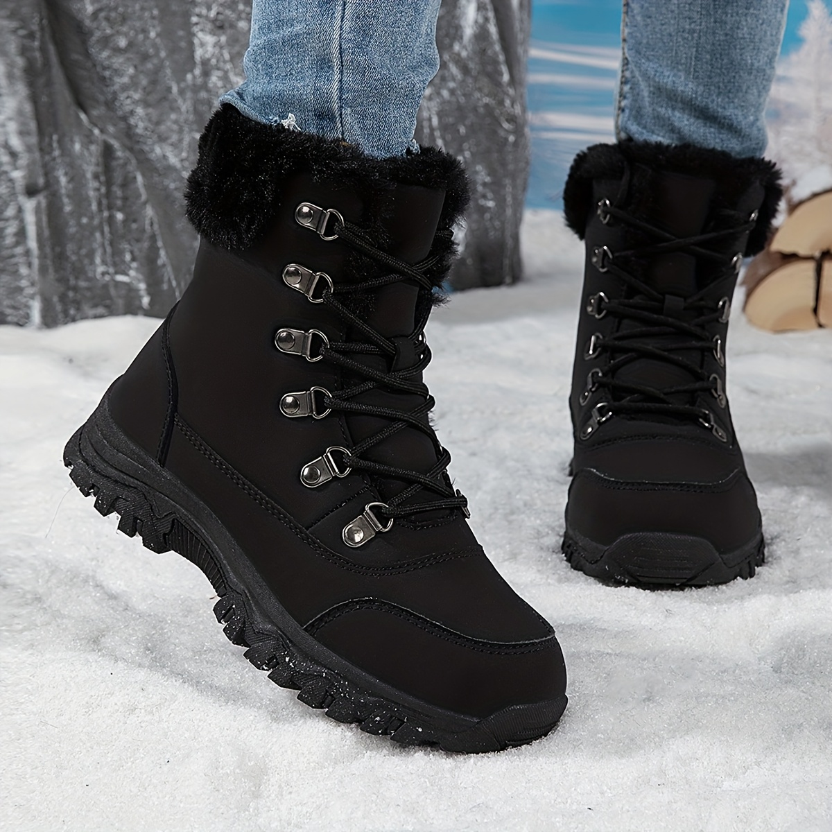 womens winter warm plush snow boots with anti slip tpr sole suitable for outdoor round toe upper soft inner for   traction cozy weather footwear for daily use activities Product details 17