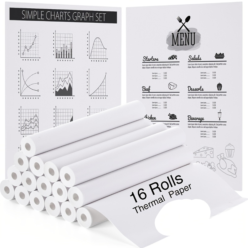 TEMU 16 Rolls Thermal Paper, A4 Printing Paper Thermal Printer Quick- Inkless For Multipurpose Printer (8.27x276" For 1 Roll)