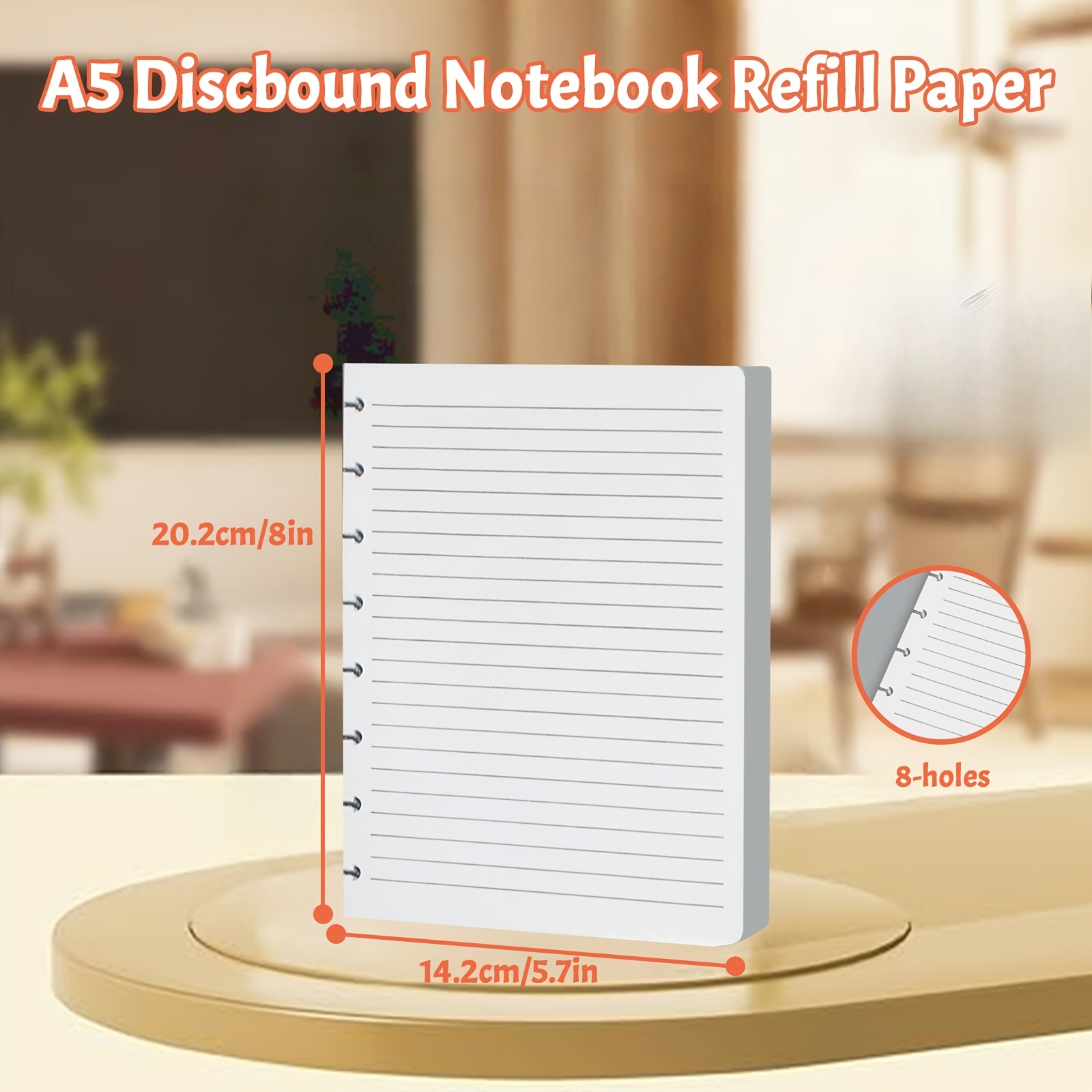 TEMU Papier de Bureau A5/B5/A4 Recharge Ligné – Lot de 45 Feuilles – Recharge Intérieure pour Carnet – 8/10/11 Trous Optionnels – Journal Étudiant ou