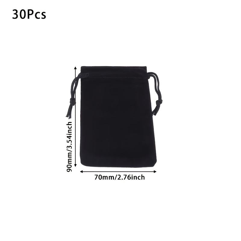 E-shop Geschenk für Sie/Ihn 30 Stk. schwarze Samt-Geschenkbeutel mit Kordelzug - kleine rechteckige Gastgeschenkbeutel mit Quastendetails, 3.54x2.76" &