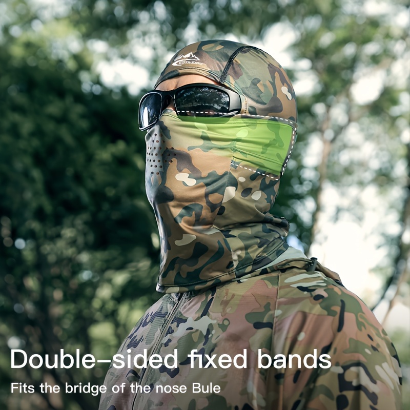A Summer Tactical Camouflage Hood for Men And Women, Suitable for Outdoor Fishing, Sun Protection, Cycling, Made of Breathable .