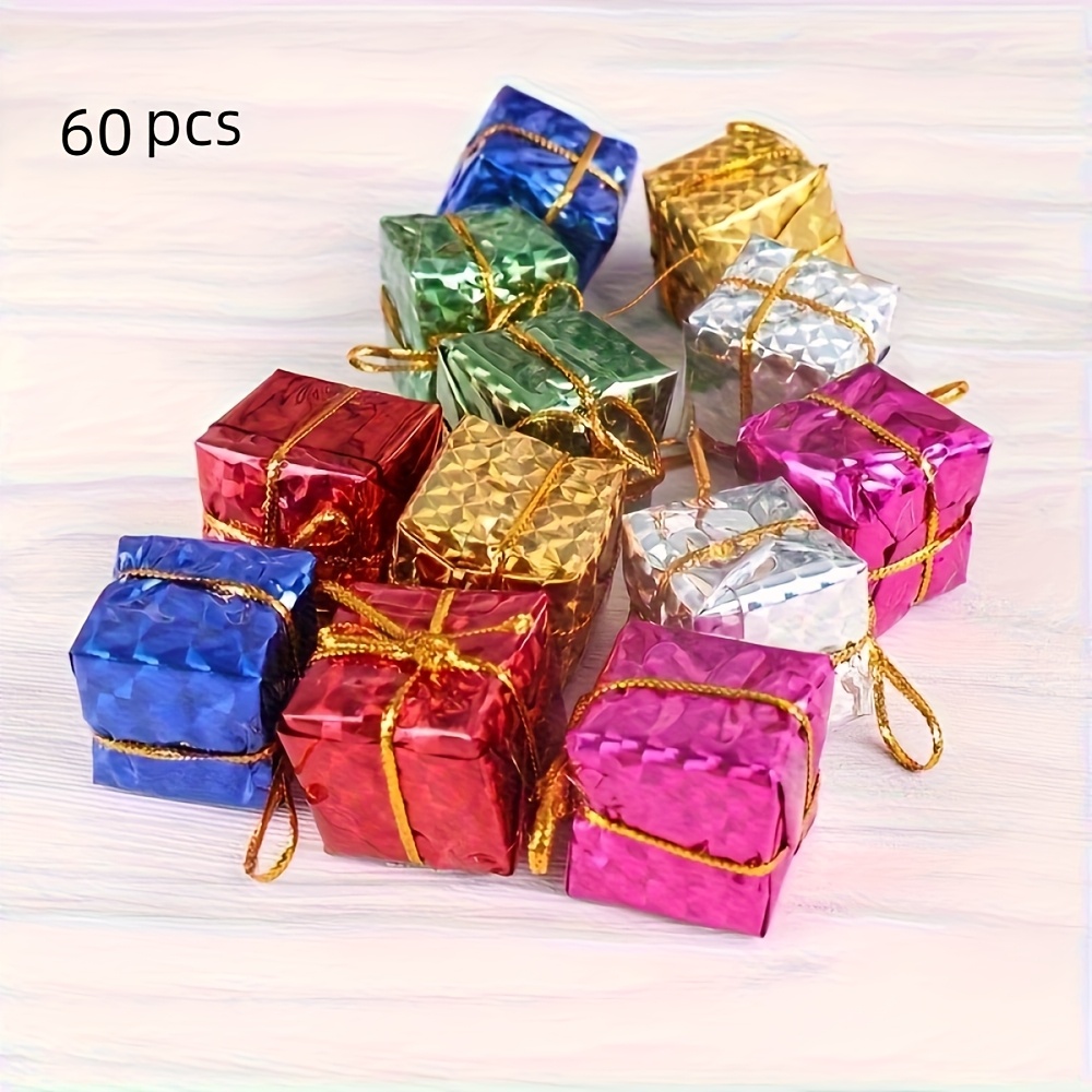 36/ 48/ 60pcs/ Set Small Christmas Gift Boxes, 2. 5cm/ 0. 98inch, Plastic Miniature Decorative Presents, Festive Tree Ornaments, Party Supplies, Gorgeous Hanging Additions For Xmas Decor