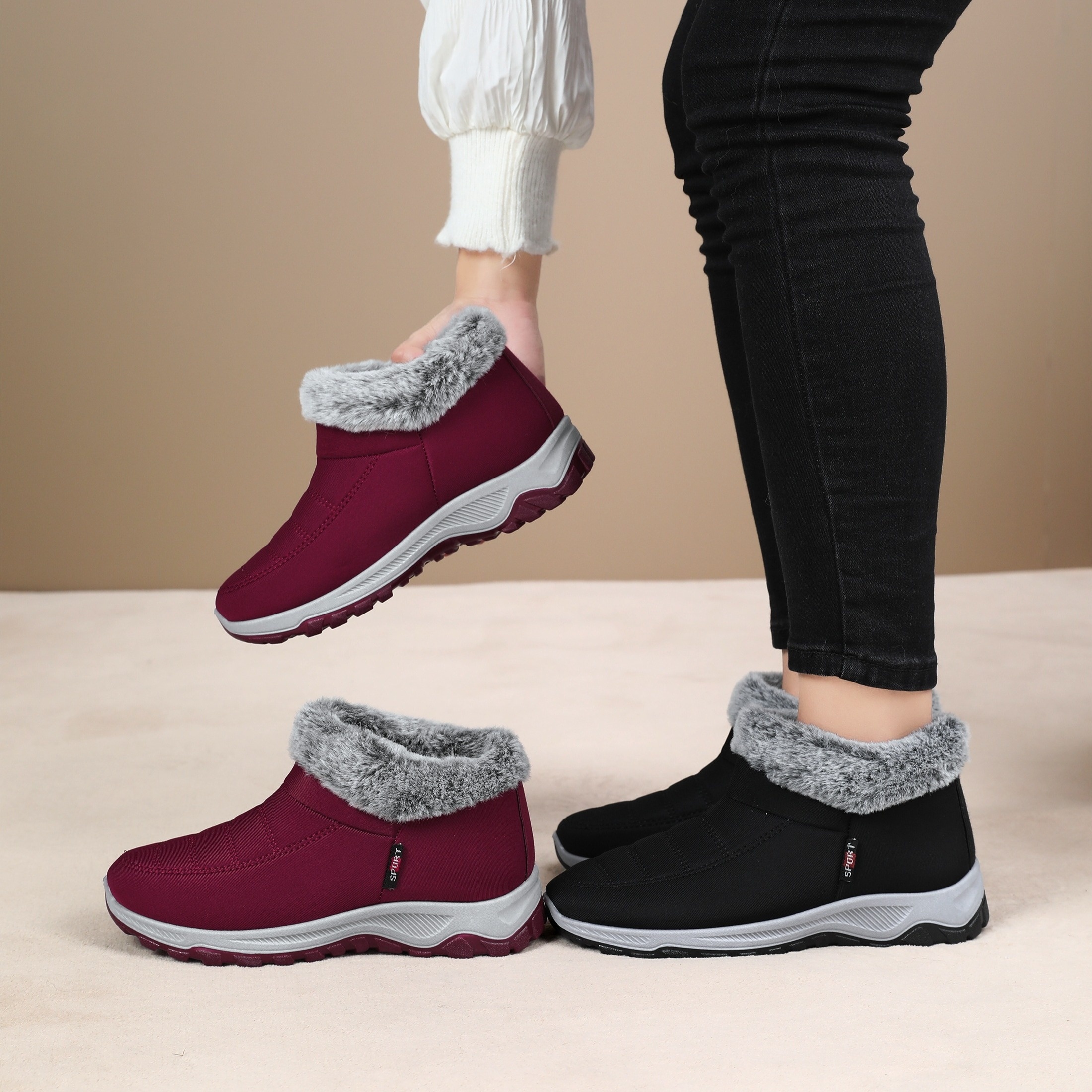 

Cozy & Stylish Women's Winter Boots - Soft Sole, Plush Lined For , Non-slip Comfort Snow Shoes With Slip-on Design
