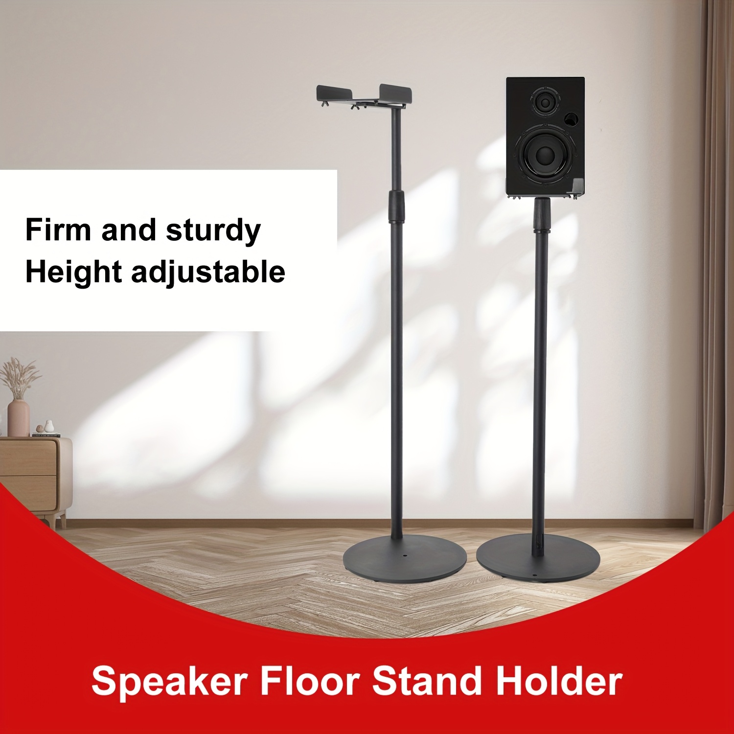 Speaker Stands For Surround Sound, 1 Pair Floor Speaker Stand For Satellite & Studio & Bookshelf Speakers, Adjustable Height About 75-140cm