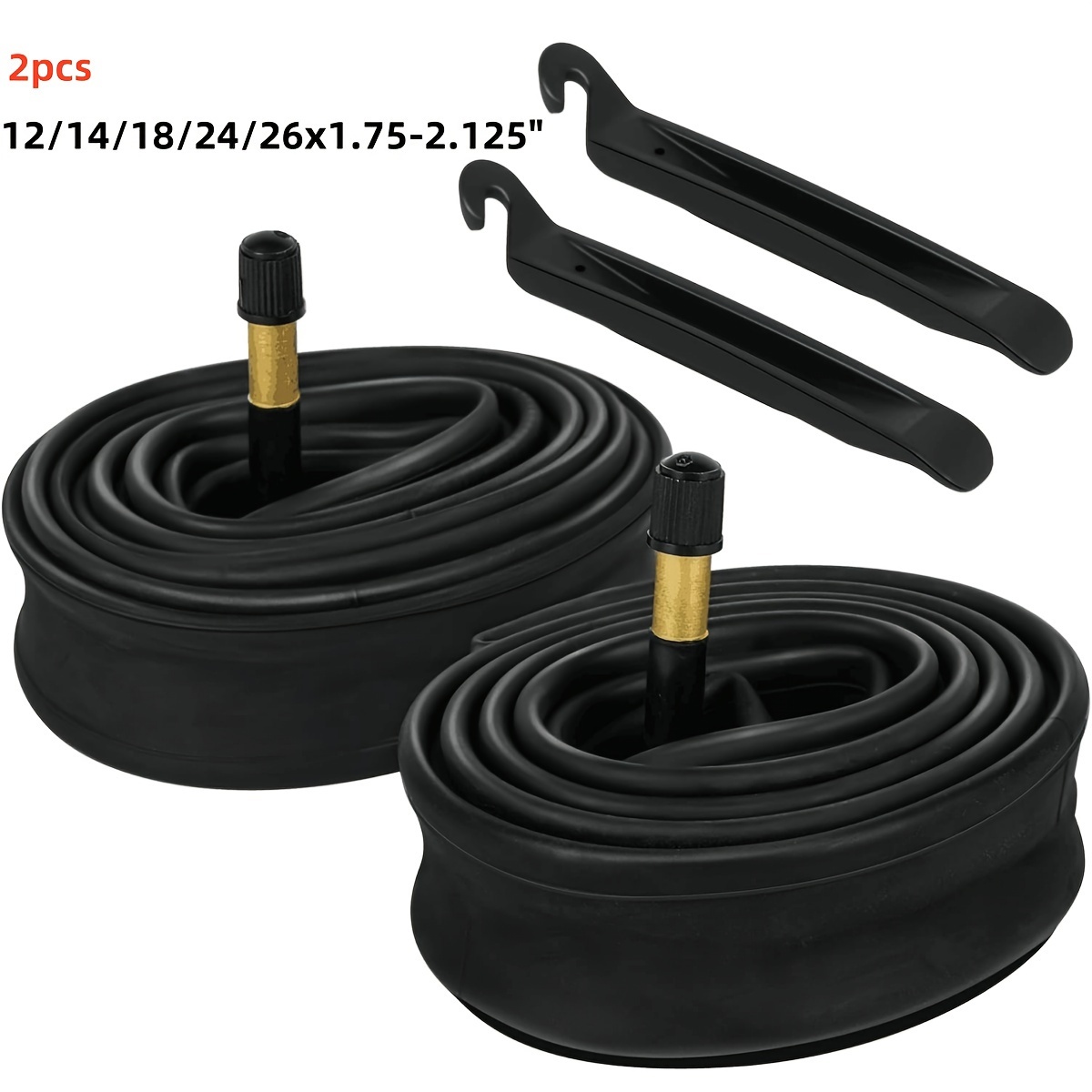 

2pcs Mountain Bike Inner Tubes Set, Rubber Construction, 32mm Valve, With Tire Levers, For 24/26/18/14/12 Inch Bikes