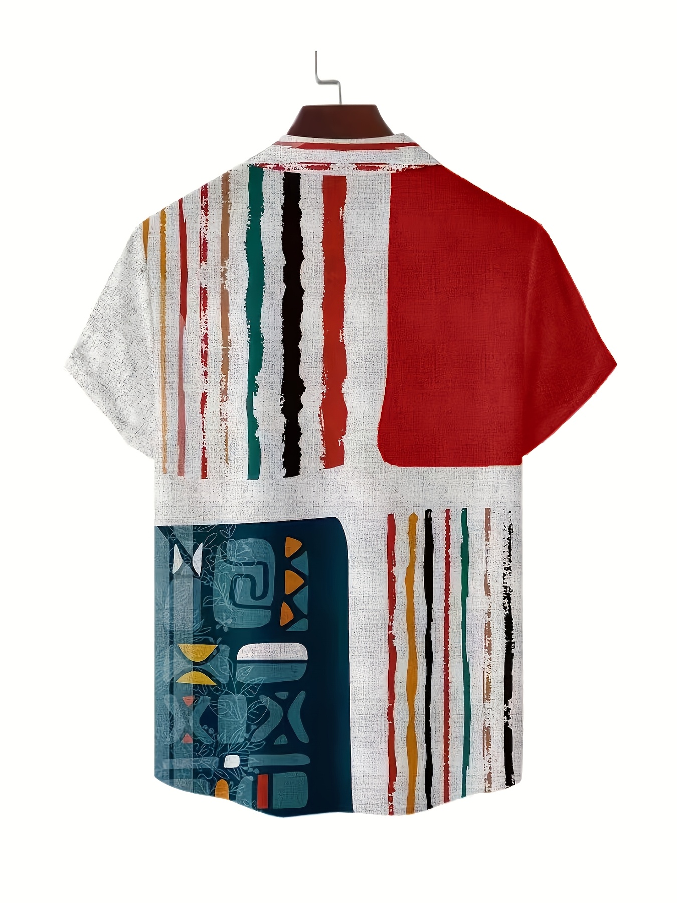 Men'S Vintage Shirt - Featuring a Collared Button Front, Suitable for Both Formal And Casual Occasions. Perfect for Summer Vacations And Casual Outfits - Easy to Care For, Machine Washable, Versatile Piece with Geometric Pattern Design