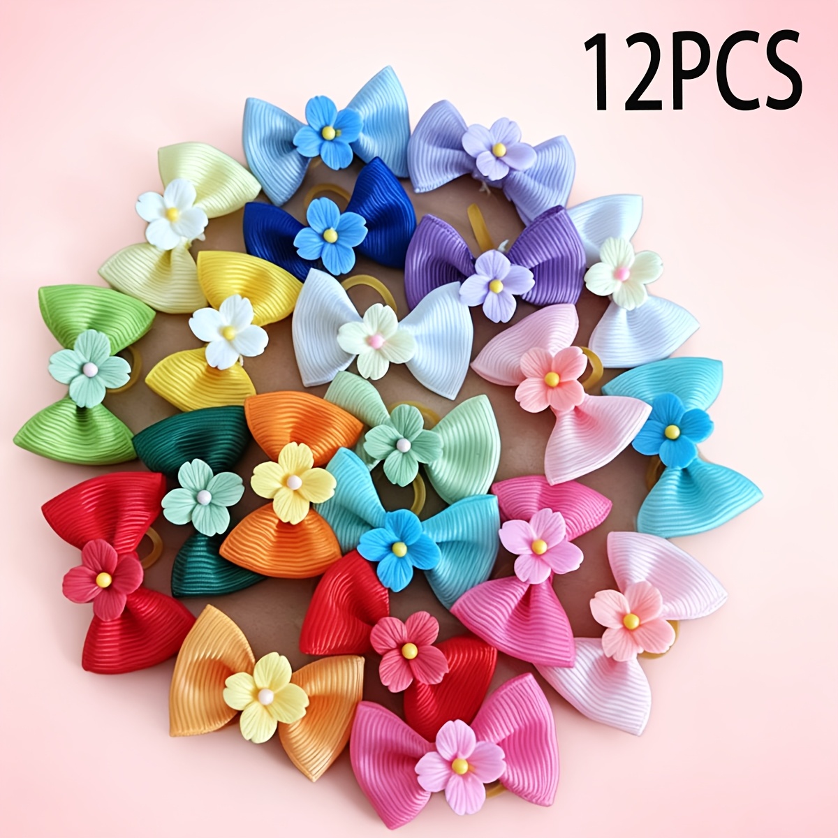 TEMU 12pcs Flower Bow Pet Hair Accessories. Dog Headwear. Random Colors