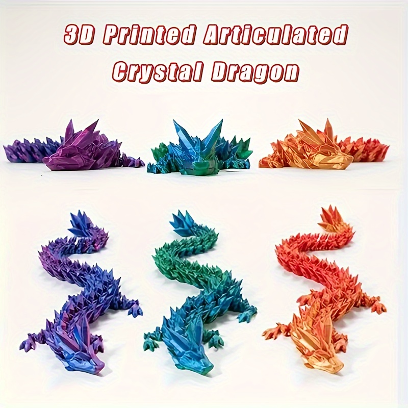 

1pc 3d Printed Articulated Movable Crystal Gemstone Dragon Ornament, Divine Dragon Decoration, Funny Room/car Decoration New Year Holiday Creative Gifts