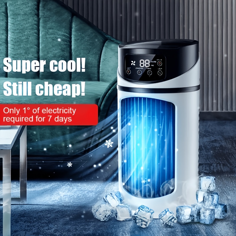 Nouveau climatiseur portable amélioré 2026, ventilateur de refroidissement portable à 6 vitesses avec 7 lumières d'ambiance de couleur - Ultra-silencieux, humidificateur - Mini système de refroidissem