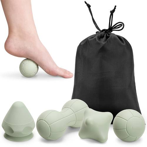 massage balls set 4 in 1 set with ball peanut ball spiky ball and suction trigger point ball portable massage ball set with carry bag