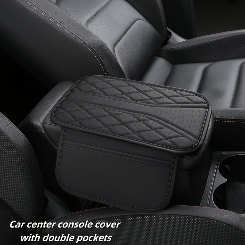 1pc Faux Leather Car Armrest Cover With Dual Side Pockets | Applicable Car Interior Decor Accessory