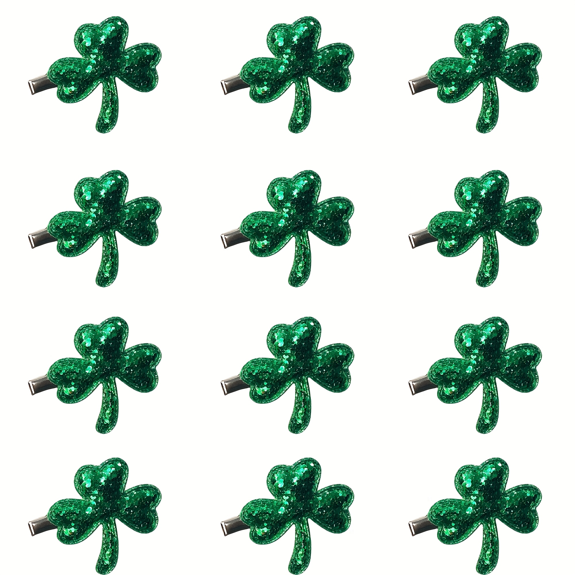 

Blingpaw Vintage Sequin Clover Hair Clips, 's Day Irish Festival Party Hair Accessories, Fabric Hairpins For Bangs Decoration