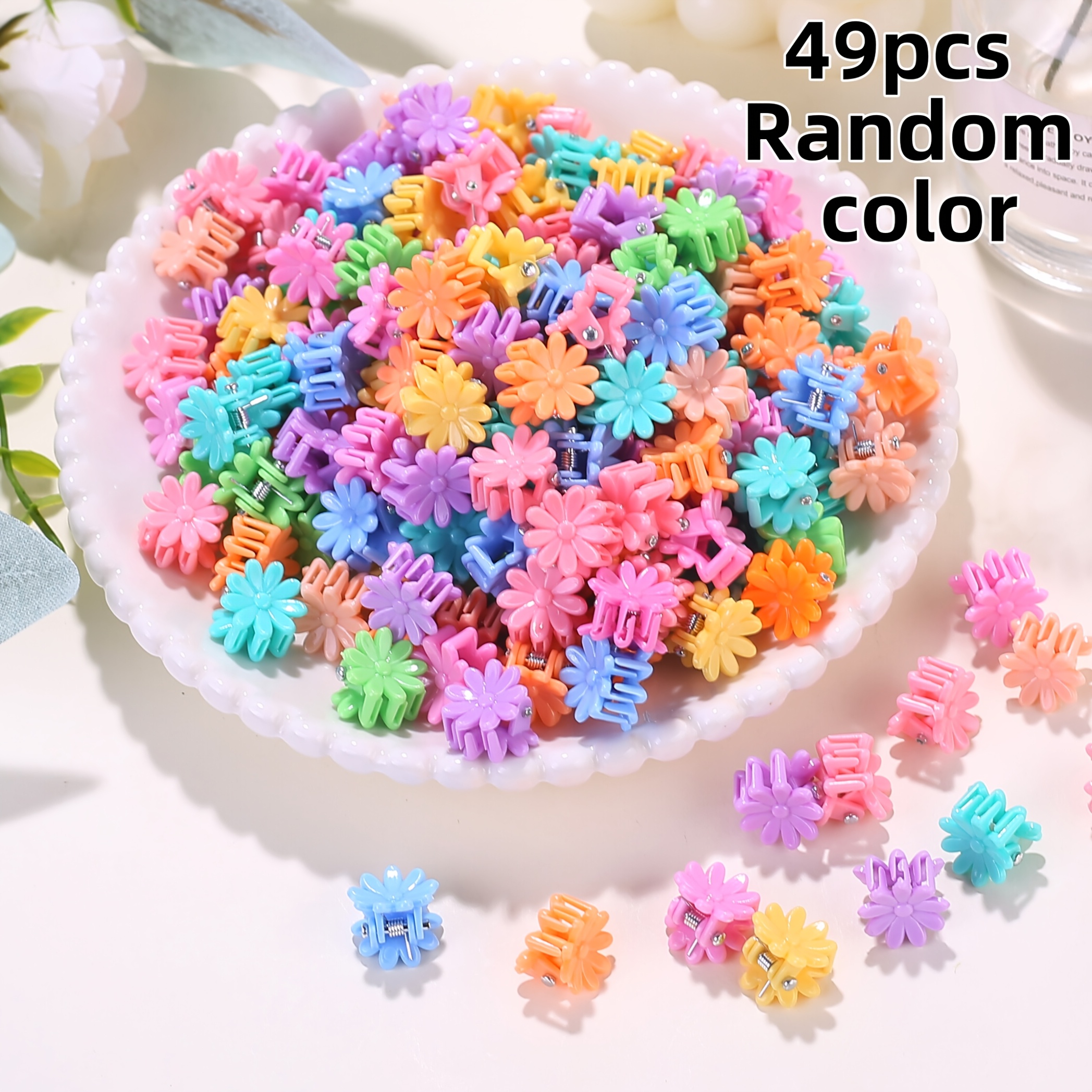 TEMU 29/49/69pcs Daisy Hair Clip Set Mini Sweet And Durable Hair Additions, User-, Suitable For Festivals, Random Colors