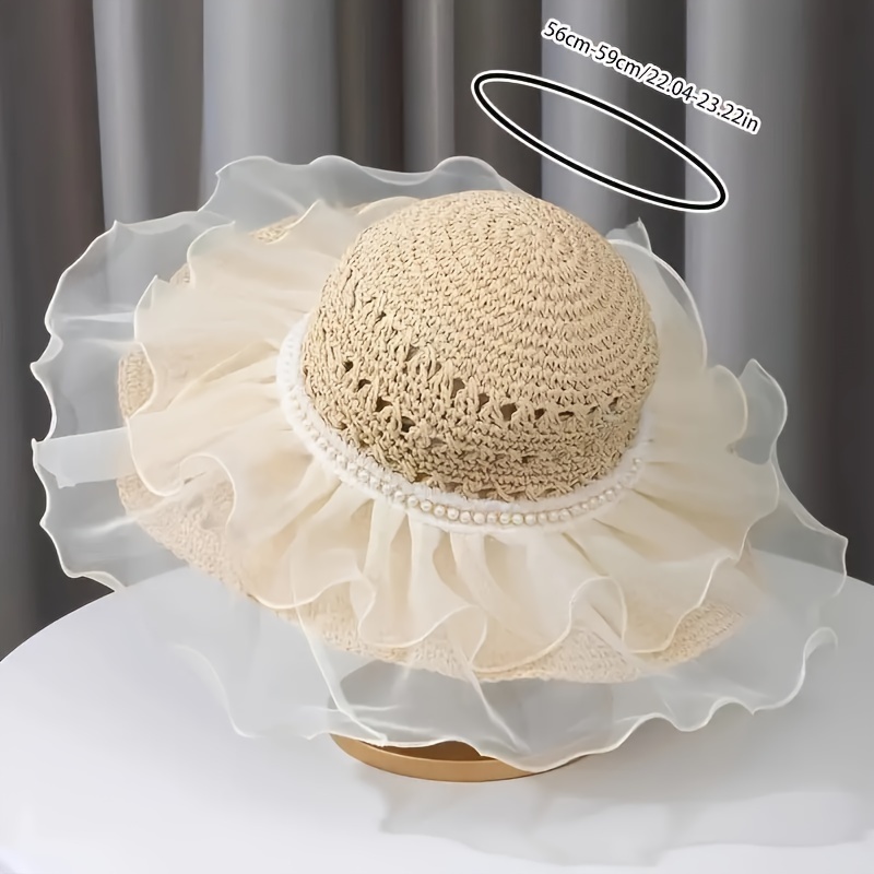 womens stylish wide brim sun hat breathable foldable summer  display picture 3