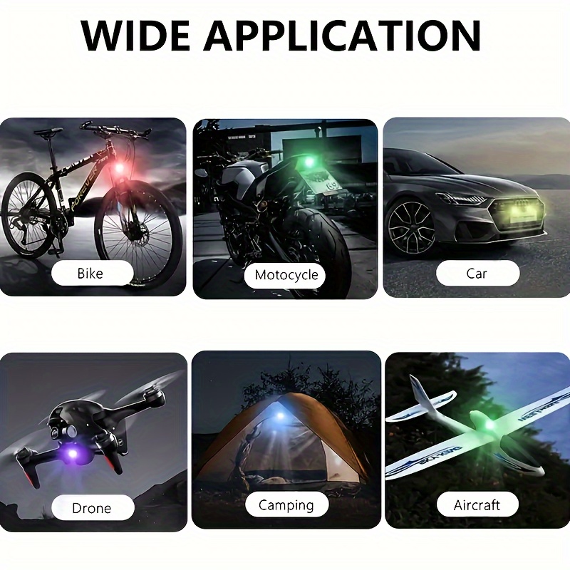 4 6 led strip lights 8 color high brightness anti collision lighting with remote control usb charging and design for cars aircraft motorcycles and bikes details 2