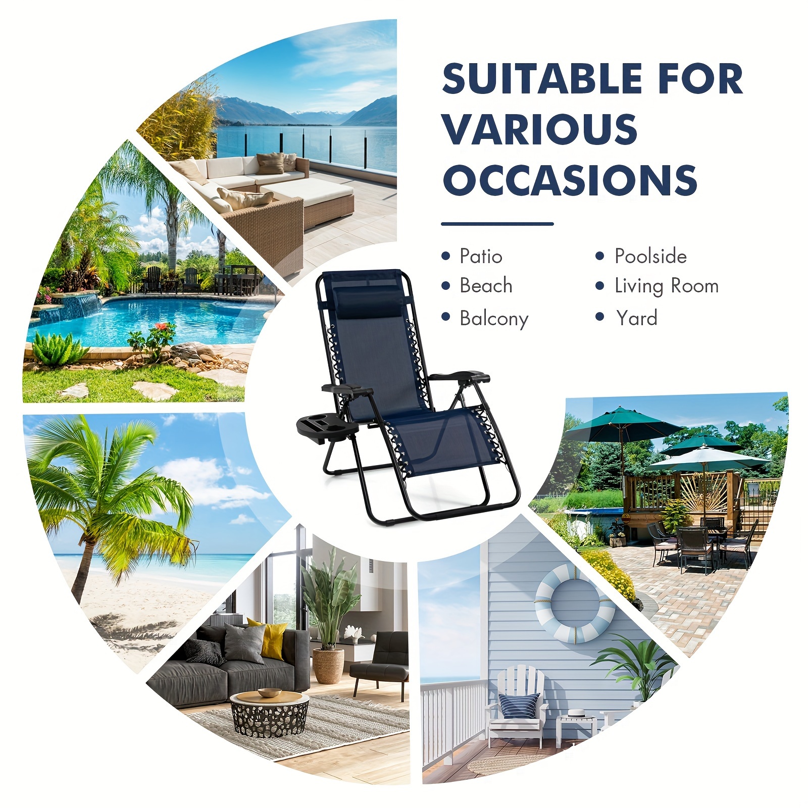 Folding Zero Gravity Reclining Lounge Chairs Beach Patio - Temu