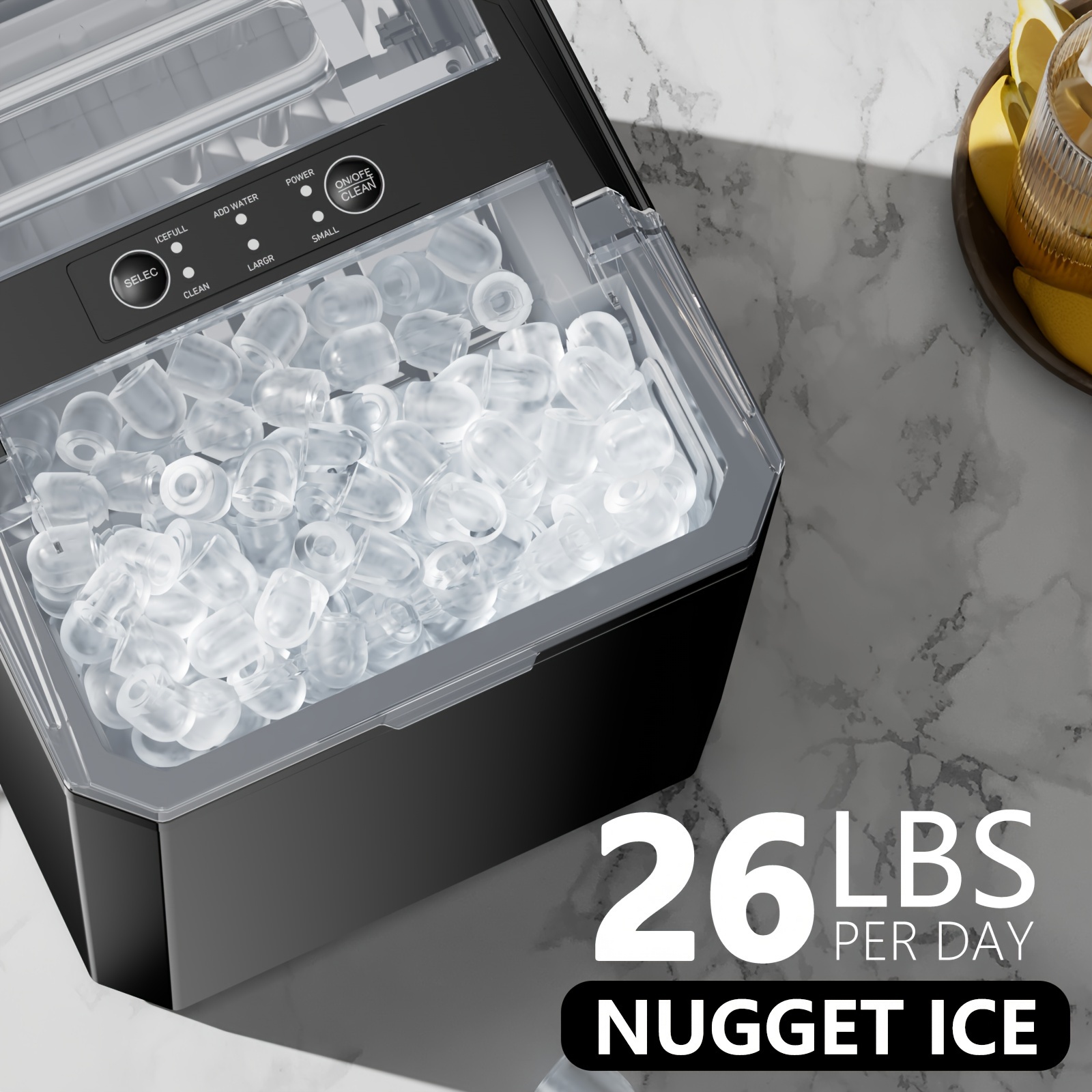 TEMU Ice Maker Countertop With Handle, Portable Ice Maker Machine, Rapid 9 Bullet Ice Cubes In , High Capacity 26.5lbs In 24hrs, Self- Cleaning , Includes Basket And For Home Kitchen Party Camping Rv