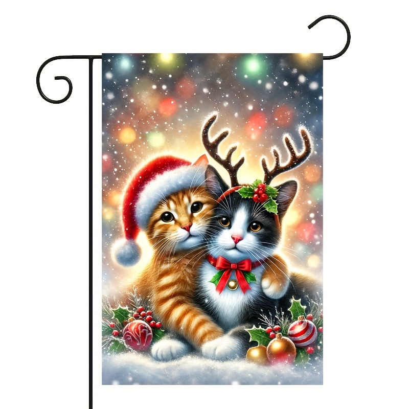 

Christmas Cat - Decor , Polyester, 18x12 , For &