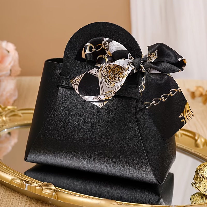 Image of 18-pack Leather Gift Bags With Bow Ribbon, Mini Tote Bags For Wedding Party Candy Packaging, Suitable For Bridal Showers, Birthdays, , Festive Parties, Reusable, Christmas, Halloween