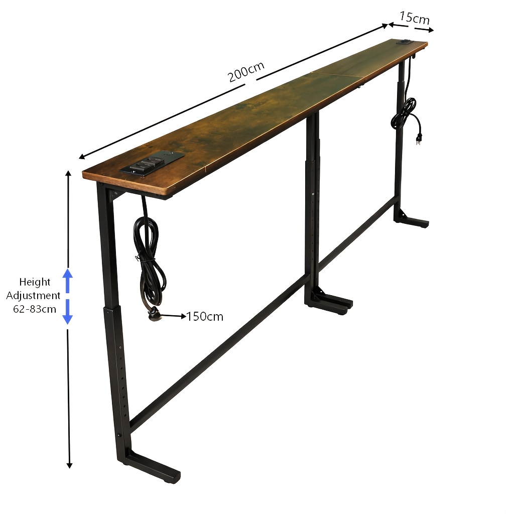 adjustable height side table 62 83cm withusb typec ports and power outlets sturdy   easy assembly space saving design for sofa wall bedroom single or double combination use