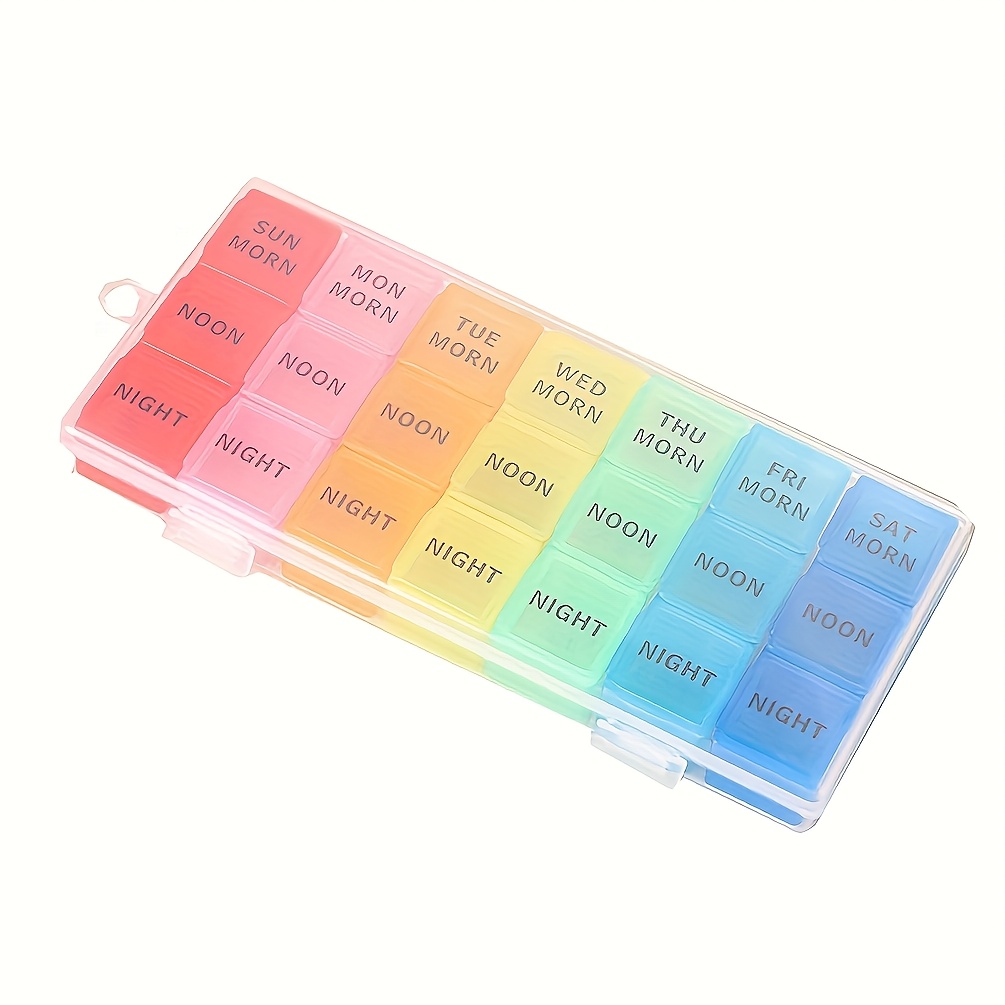 Pill Clear Organizer Box Pill Organizer 7 Day (3 Times A Day) Weekly Pill Box 21 Slots Medication Organizer With Push Button For Medication Vitamin Clear Container Case