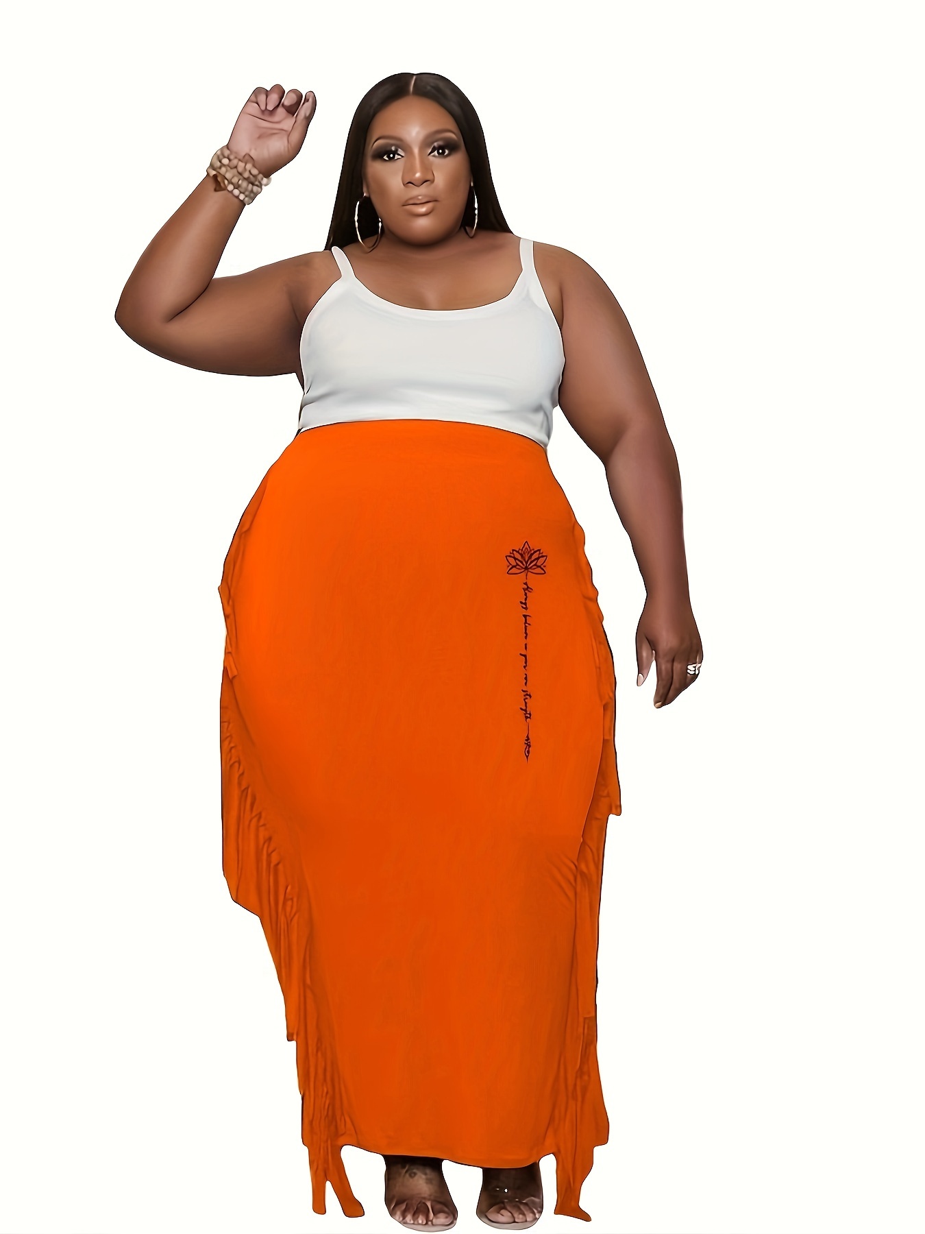 plus size womens plus size elegant flowy maxi skirt fringe Temu