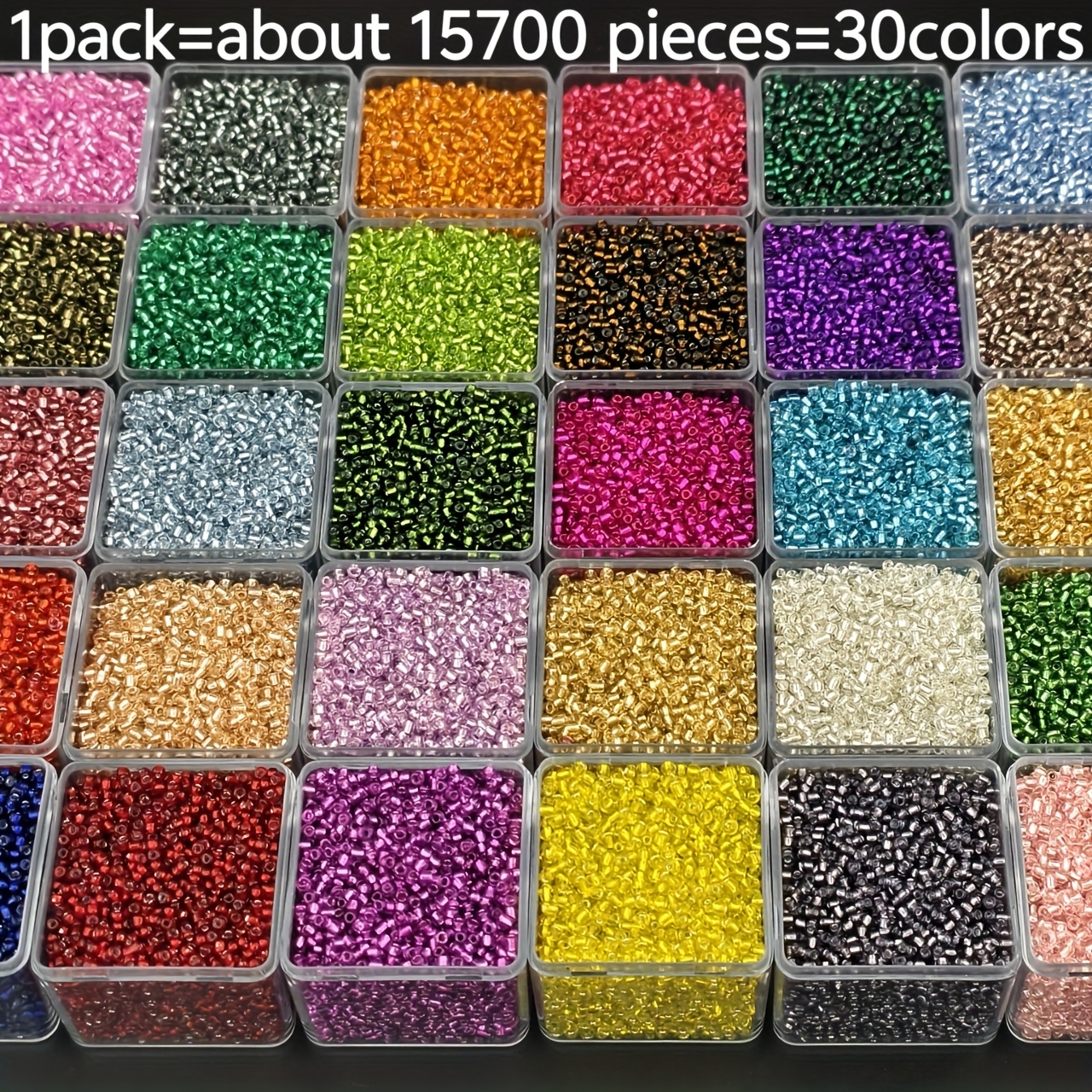 TEMU 15700 Stück 30 Farben 2mm Hochwertige Glas Perlen Dekorationen Handnähmaterialien Perlen Zubehör Dekorative Perlen Reis Perlen Geeignet für