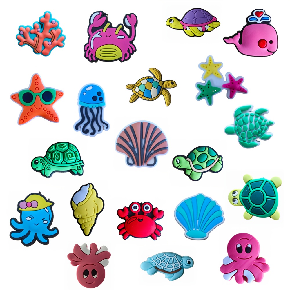 

20pcs Underwater Adventure Shoe Charms Set - Pvc Decorations, Birthday & Holiday Gifts, Cartoon, Shoe Charms Set