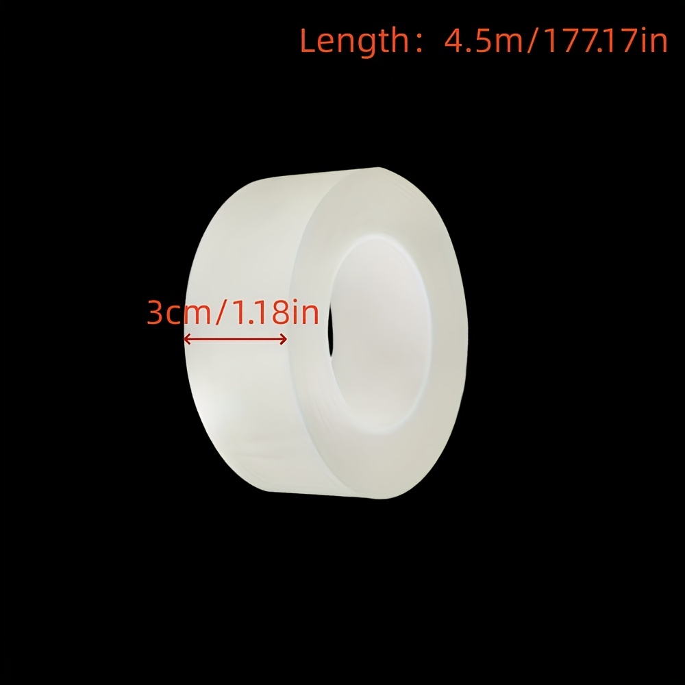 TEMU 1 rollo de cinta nano impermeable transparente de un solo - Adhesivo fuerte, sin rastros y sin residuos, ideal para cocina, grifo de baño, de