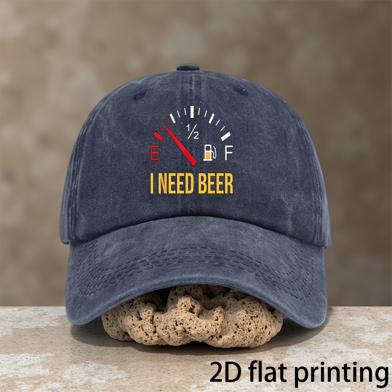 TEMU Unisex Adjustable Hat, Fashionable "i Need Beer" Printed Baseball , Retro Hat, Outdoor Casual