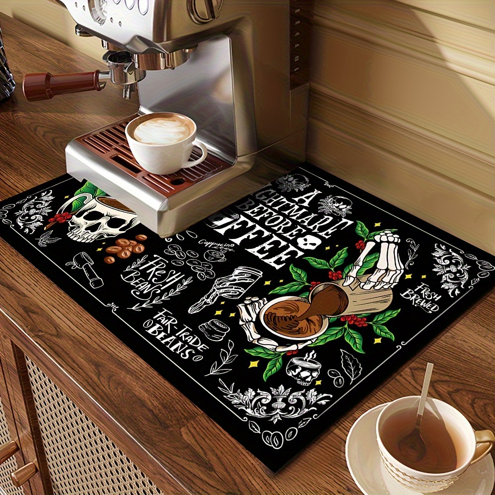 

[customer ] & Coffee Rubber Dish Drying Mat - Non-slip, Heat-resistant Countertop Pad For Kitchen & Dining