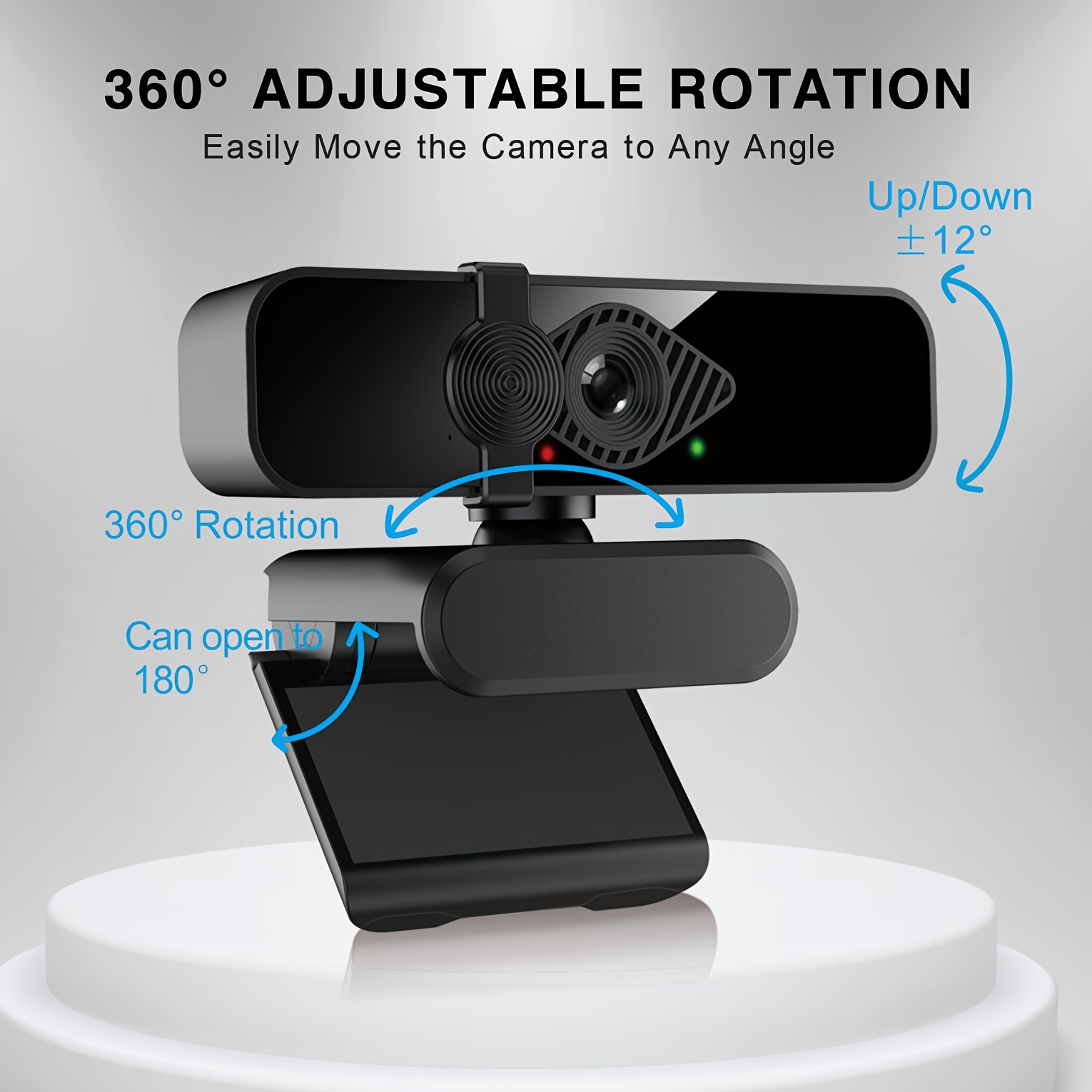 4k network camera with privacy cover and built in microphone 360 degree rotating base plug and play for pc laptop streaming online conferencing usb powered no battery required