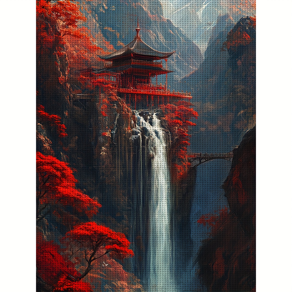 TEMU A Set Of Unframed Cross- Kits Featuring A Tree, A Mountain , And A Waterfall Pattern, In Sizes 30x40cm/11.8x15.7in And 40x50cm/15.7x19.6in,